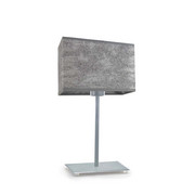 Designerska lampka nocna do sypialni AMALFI w kolorze srebrnym z abażurem imitującym beton