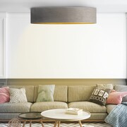 Szary plafon z abażurem ze złotym wnętrzem MEDINA VELUR fi - 100 cm