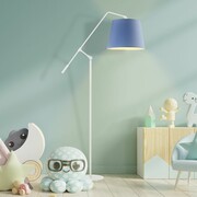 Biała lampa stojąca dla dzieci z niebieskim kloszem FOYA