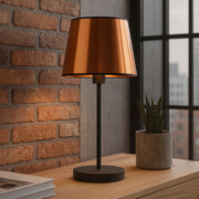 Czarno-miedziana lampa stołowa do salonu w stylu loft SIENA MIRROR