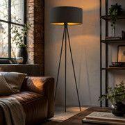 Czarna lampa stojąca do sypialni w stylu glamour SEWILLA GOLD