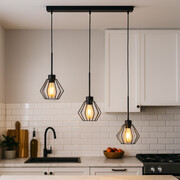 Kuchenna lampa wisząca na listwie 3-punktowa loft ROMOS LOFT z regulowaną długością przewodu
