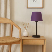 Czarna lampa stołowa z fioletowym abażurem SIENA w stylu vintage