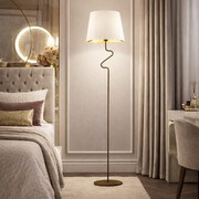 Lampa stojąca do sypialni biała do czytania FOGO GOLD w stylu glamour