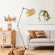 Rattanowa lampa stojąca na wysięgniku BARI BOHO