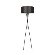 Czarna lampa podłogowa na trzech nogach do sypialni PARYŻ z brązowym abażurem 40 cm