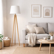 Biała lampa stojąca z abażurem CURACAO