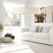 Nowoczesny żyrandol z tkaninowym abażurem PORTO MARMUR fi - 100 cm