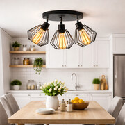 Druciana lampa sufitowa 3 punktowa czarna loft GIJON LOFT regulowane klosze