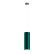 Pojedyncza lampa wisząca z tkaninowym abażurem ELBA w kolorze zieleni butelkowej