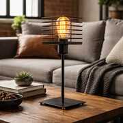 Druciana lampka nocna PEGU LOFT – industrialna lampa stołowa metalowa