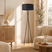 Czarna lampa stojąca trójnóg w stylu boho PARYŻ BOHO