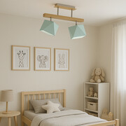 Drewniana lampa sufitowa do pokoju dziecięcego z regulacją ASTIR w kolorze miętowym