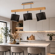 Drewniana lampa sufitowa LED 3-punktowa regulowana MIRAMAR z brązowymi abażurami