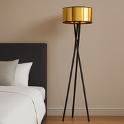 Drewniana lampa podłogowa na trójnogu ELX MIRROR