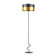 Czarna lampa podłogowa ze złotym kloszem JERSEY GLAM w stylu glamour