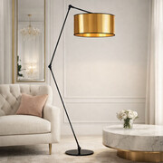 Czarno złota lampa podłogowa do salonu w stylu glamour BARI MIRROR