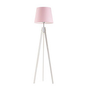 Biało-różowa lampa podłogowa z drewnianymi nogami ARUBA