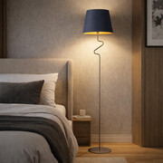 Lampa stojąca do sypialni w stylu glamour FOGO GOLD z abażurem ze złotym wnętrzem