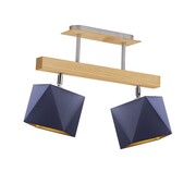 Drewniana lampa sufitowa na belce ASTIR GOLD z regulowanymi kloszami