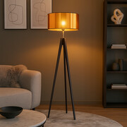 Lampa stojąca drewniana do salonu HAITI MIRROR