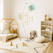 Nowoczesna lampa podłogowa dla dzieci BARI z regulowanym kloszem w kolorze mięty