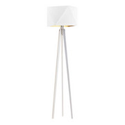Biała lampa podłogowa drewniana na trójnogu BOMBAJ GOLD