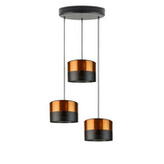 Lampa wisząca 3-płomienna w kolorze czarno-miedzianym PUEBLO GLAM