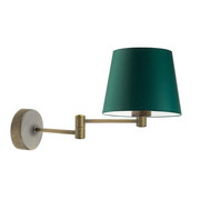 Lampa ścienna na wysięgniku ruchomym LUGO w stylu urban jungle z abażurem w kolorze zieleni butelkowej