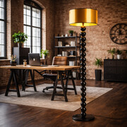 Lampa podłogowa do sypialni w stylu glamour GIZA MIRROR czarno-złota