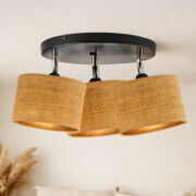 Rattanowa 3-punktowa lampa sufitowa DAKOTA BOHO z regulacją kąta padania światła