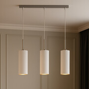 Biała lampa wisząca do kuchni BORNEO GOLD z potrójnym źródłem światła