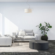 Biała lampa wisząca z abażurem a la marmur HAJFA MARMUR fi - 40 cm - kolor biały