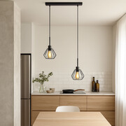 2-punktowa lampa wisząca regulowana ZAFRA LOFT z metalowymi kloszami