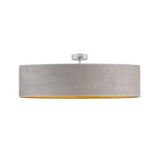 Lampa sufitowa w stylu skandynawskim GRENADA VELUR fi - 80 cm - kolor szary ze złotym wnętrzem