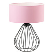 Czarna lampa stołowa do pokoju dziecka LUKKA z różowym kloszem