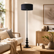 Nowoczesna lampa boho z rattanu czarna ROMA BOHO