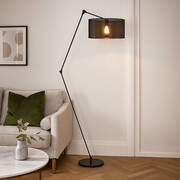 Czarna lampa podłogowa na ruchomym ramieniu BARI AŻUR