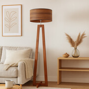 Drewniana lampa podłogowa do salonu BALI ECO z abażurem