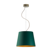 Nowoczesna lampa wisząca do salonu TUNIS GOLD z zielonobutelkowym abażurem