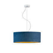 Lampa wisząca z welurowym abażurem HAJFA VELUR fi - 50 cm kolor granatowy ze złotym wnętrzem