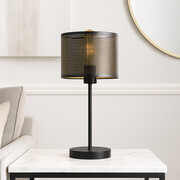 Czarna lampka nocna NICEA AŻUR z prześwitującym abażurem