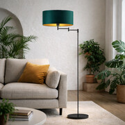 Lampa stojąca z regulowanym ramieniem CANCUN abażur 40 cm zieleń butelkowa
