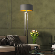 Srebrna lampa podłogowa do sypialni w stylu skandynawskim KALIFORNIA GOLD