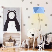 Drewniana lampa do pokoju dziecka LAGOS z niebieskim abażurem