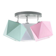 Regulowana lampa sufitowa dla dzieci MINORKA z 3 źródłami światła i kolorowymi abażurami