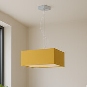 Musztardowa lampa wisząca LED do salonu z geometrycznym abażurem SANGRIA - kolor musztardowy