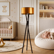 Lampa stojąca na trójnogu do salonu ELX MIRROR na trójnogu drewnianym