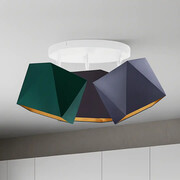 Potrójna lampa sufitowa z tkaninowymi kloszami MINORKA GOLD regulowana 3xE27