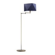 Lampa stojąca do czytania w łóżku z regulowanym ramieniem SANTIAGO z granatowym abażurem